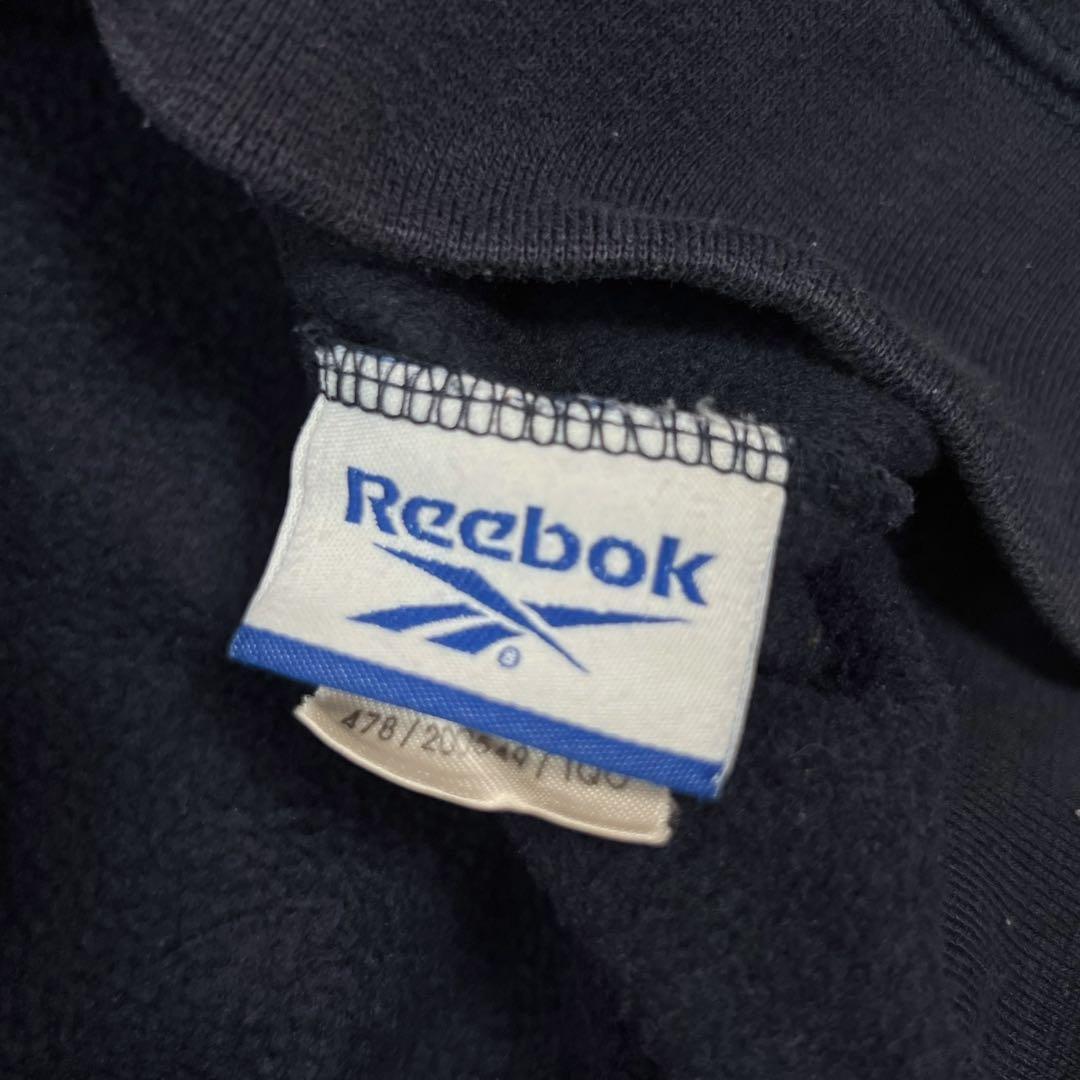 リーボック 古着 ロゴスウェットトレーナ ネイビー ゆるだぼ 刺繍ロゴ