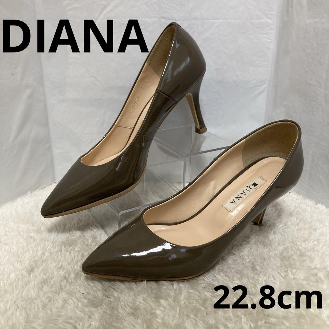 【極美品✨】DIANA ダイアナ パンプス グレー エナメル 22.5cm