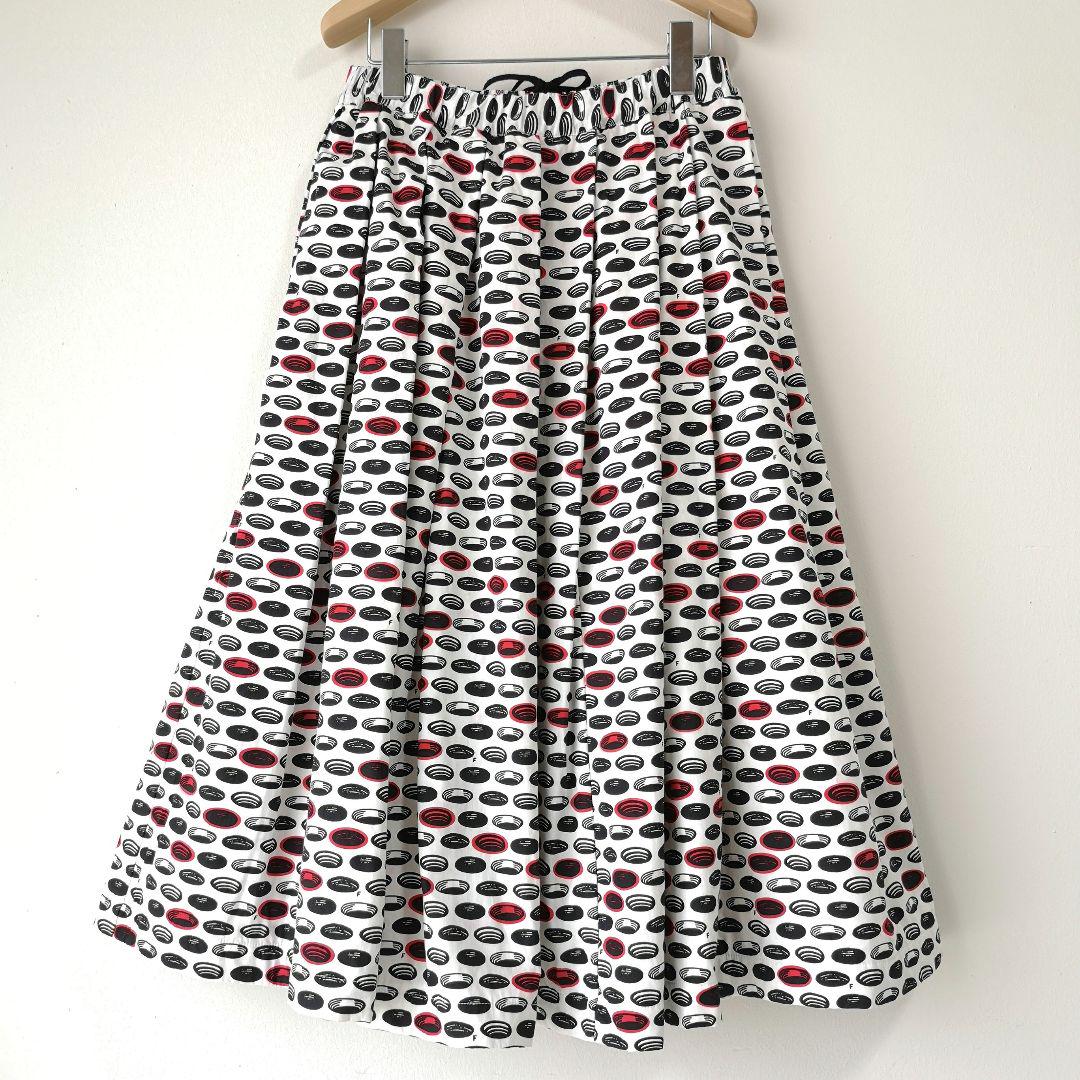 美品 BLACK COMME des GARCONS 総柄タックフレアスカート