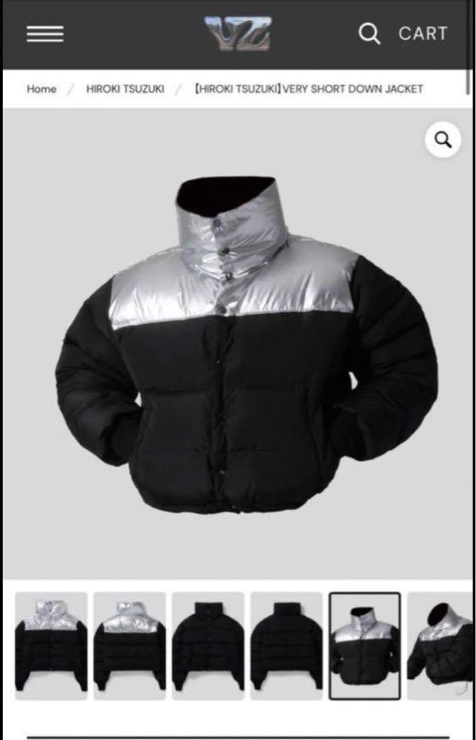 very short down jacket ブラック×シルバー