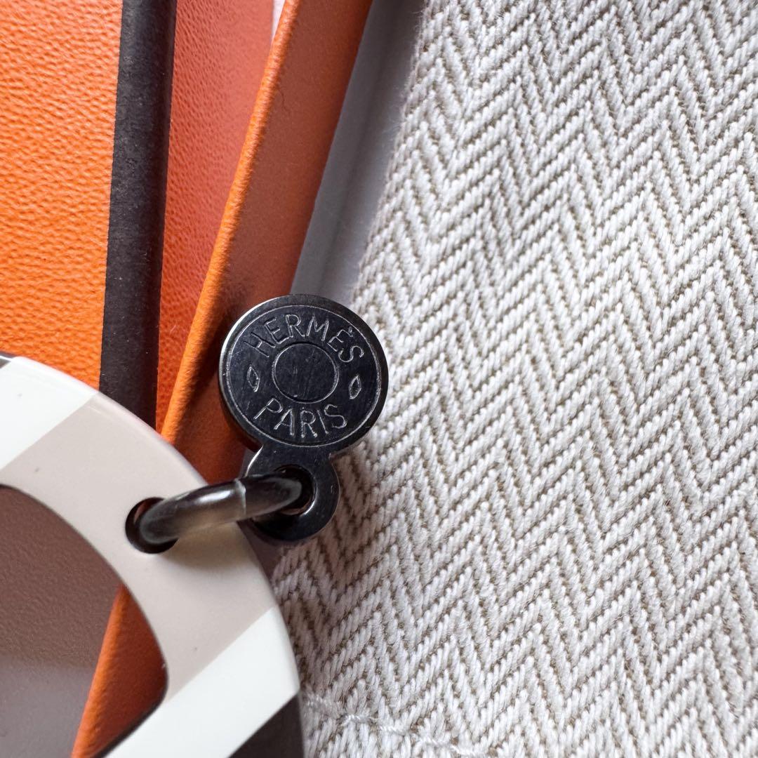 エルメス Hエキップ ピアス ブラウン バッファローホーン HERMES