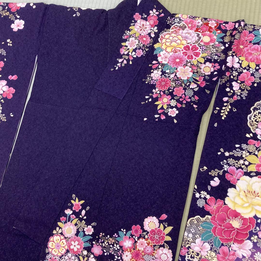 ☆中古品☆振袖　単品　正絹　赤系花模様Ｂ級品ヤケ有り振袖 ☆中古品☆振袖 単品 正絹 紫ラメ入り系花模様B級品ヤケ・汚れ