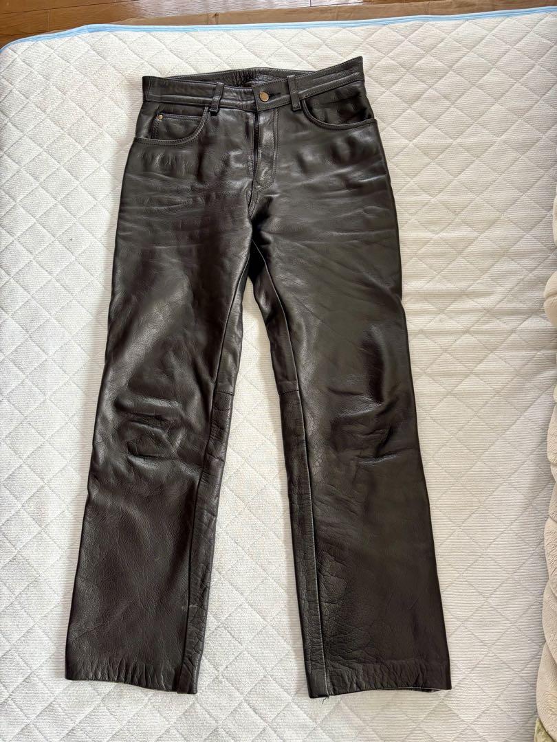 ROOKIE レザー製ストレートパンツ 黒　LL
