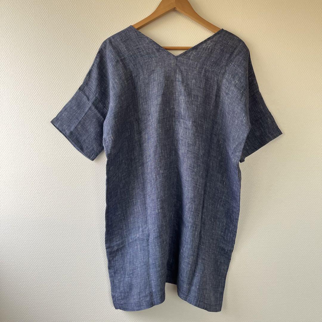 【激安通販 オンラインショップ】日用品 linen fog work 麻トップス Vネックチュニック リネン100% トップス