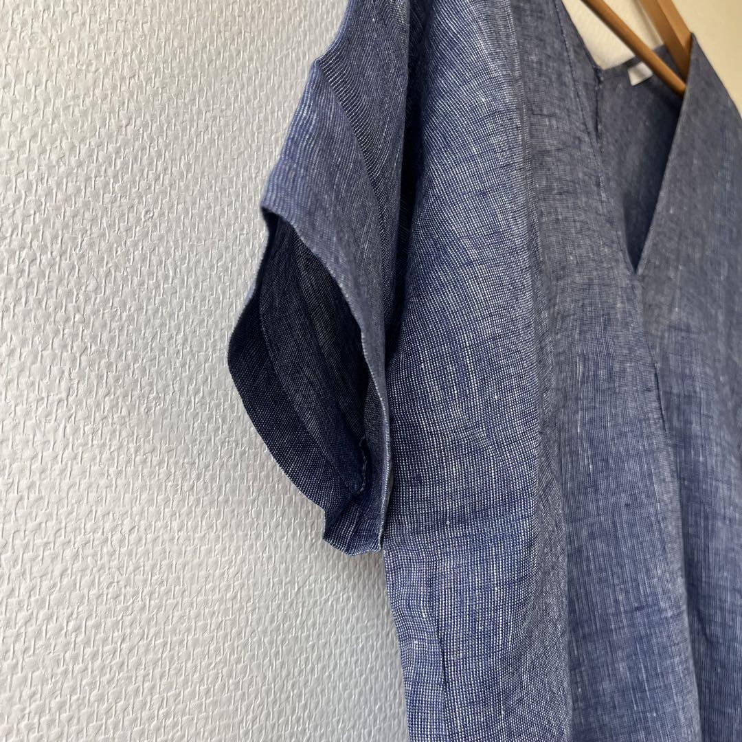 fog linen work リネン100% Vネックチュニック 麻トップス