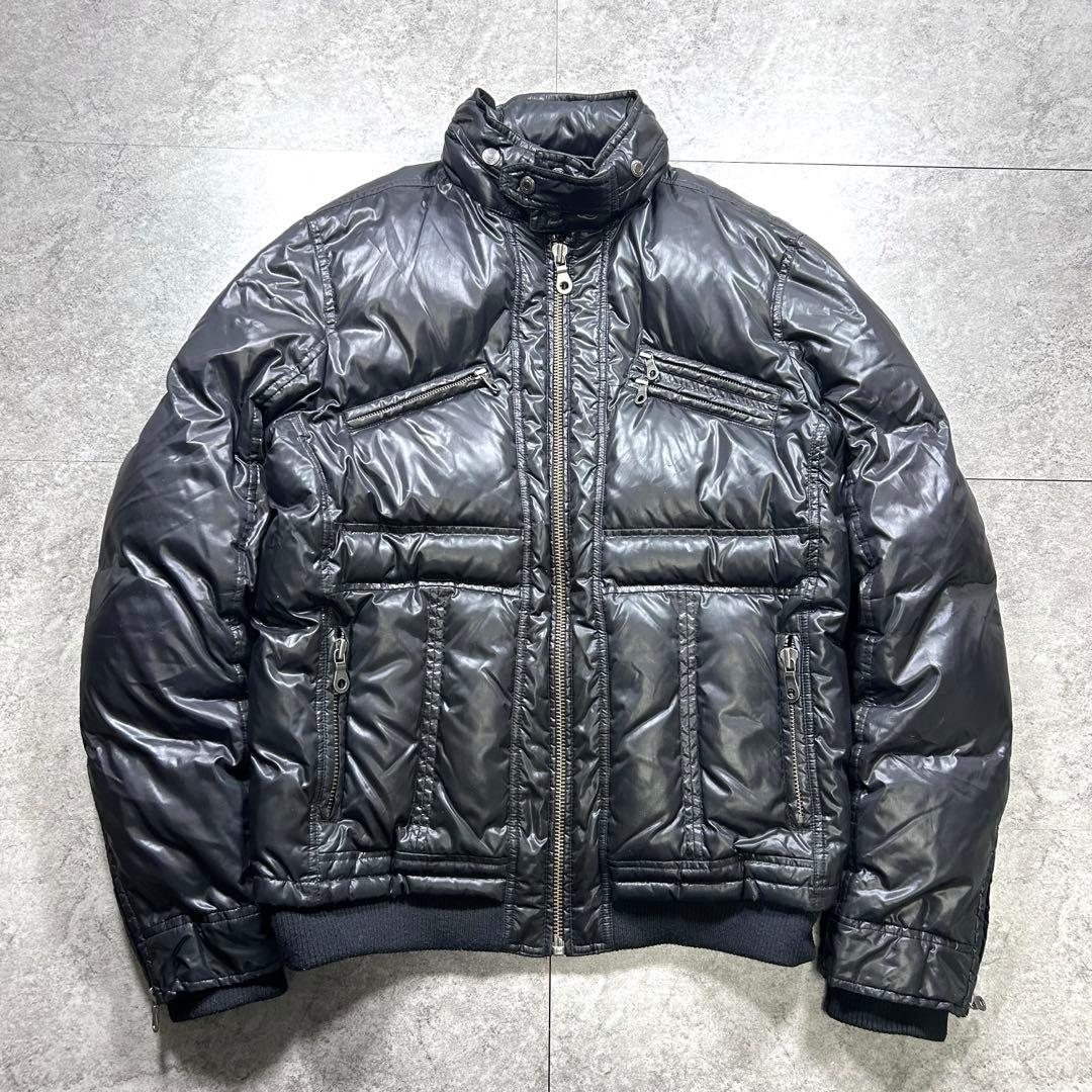 00s【archive】ギミックダウンジャケット/Y2K/光沢/お兄系/短丈/黒 00s【archive】ギミックダウンジャケット/Y2K/光沢/お兄系/短丈/黒