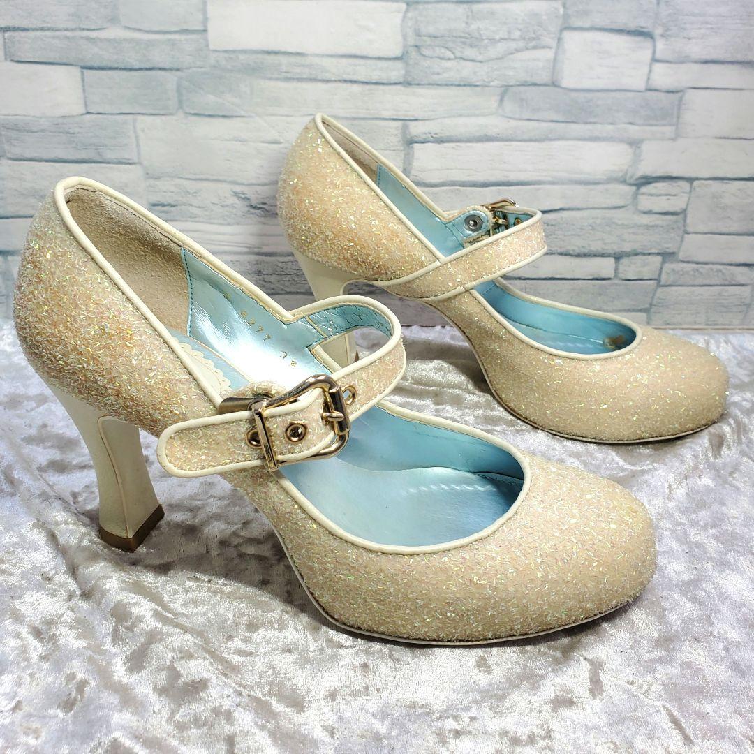 ANNA SUI アナスイ 23cm パンプス ラメ ベージュ 3.5