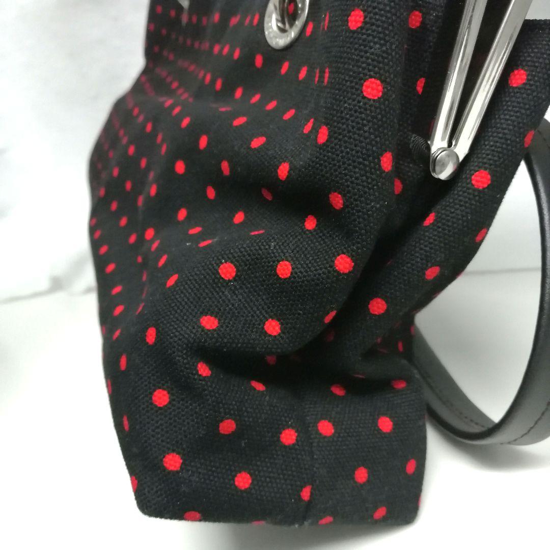 ❀75%OFF❀ AYANOKOJI がま口キャリートートバッグ 黒×赤ドット