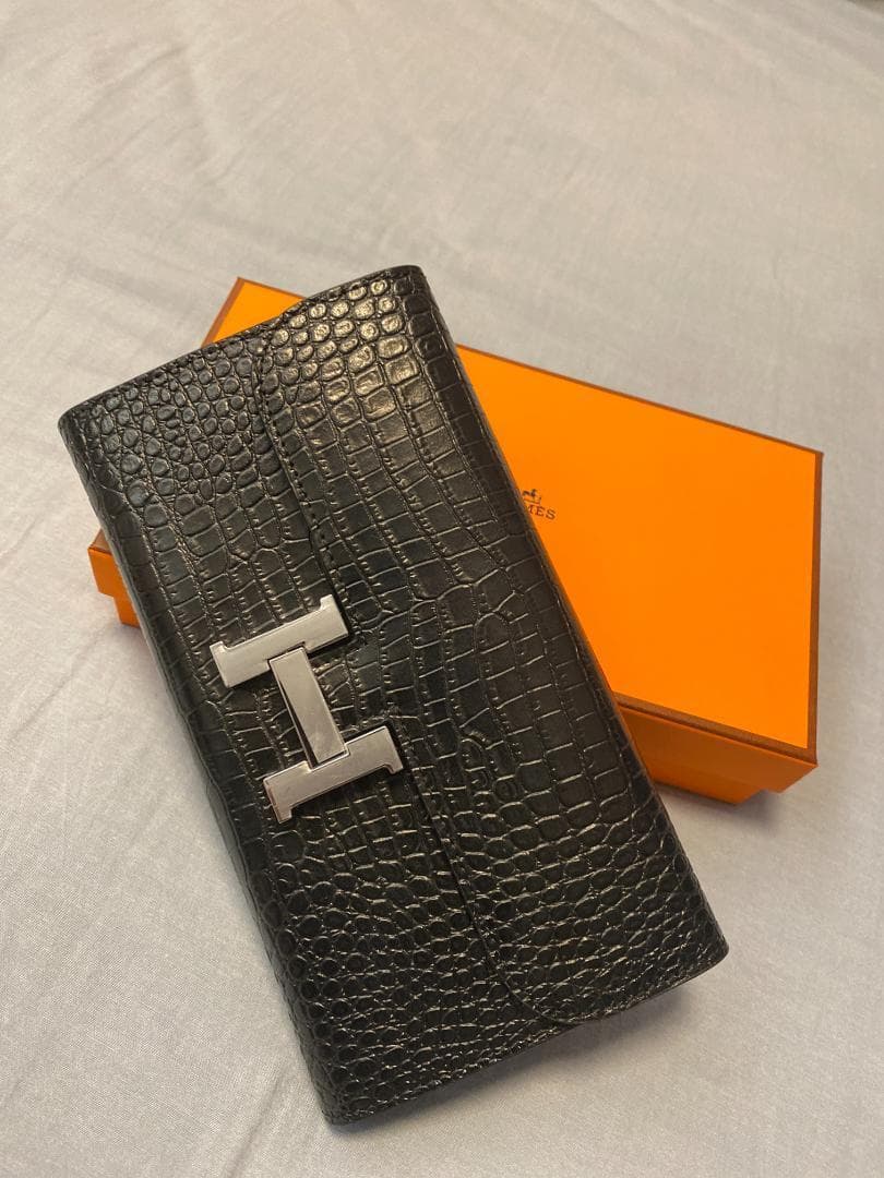 エルメス??コンスタンス ロング シルバー金具メンズレディース ブラック