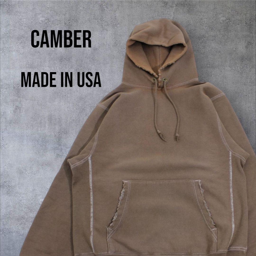 CAMBER MADE IN USA フード付き パーカー ダメージ加工 起毛