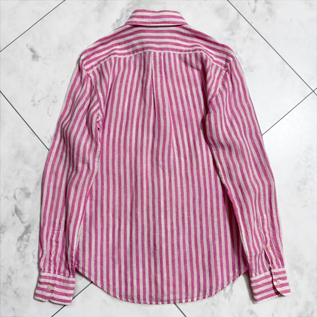 美品❣️RALPH LAUREN ラルフローレン　リネンシャツ　ストライプ　ピンク