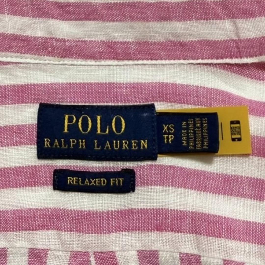 美品❣️RALPH LAUREN ラルフローレン　リネンシャツ　ストライプ　ピンク