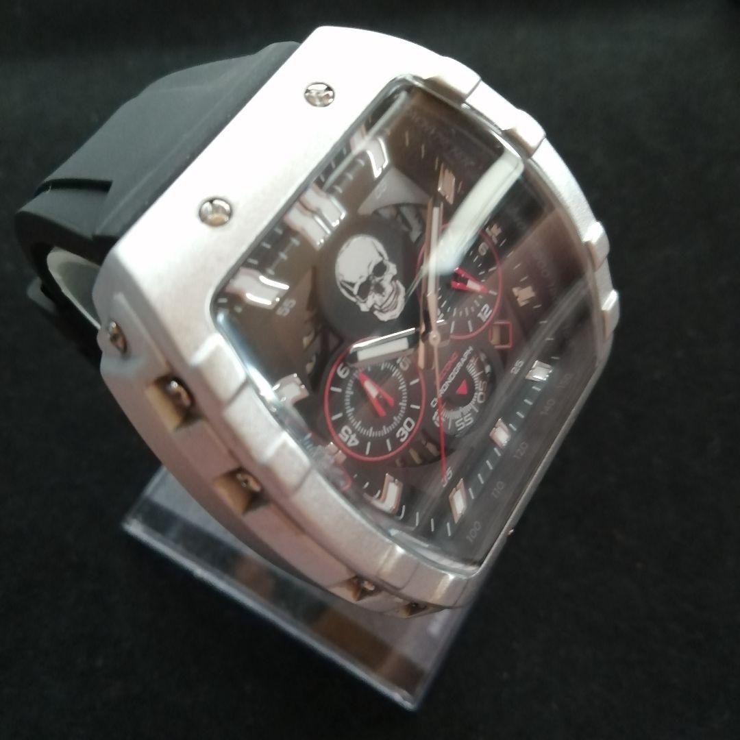 【 新品•即日無料発送❗】LIGE クォーツ クロノグラフ スカル バレル型