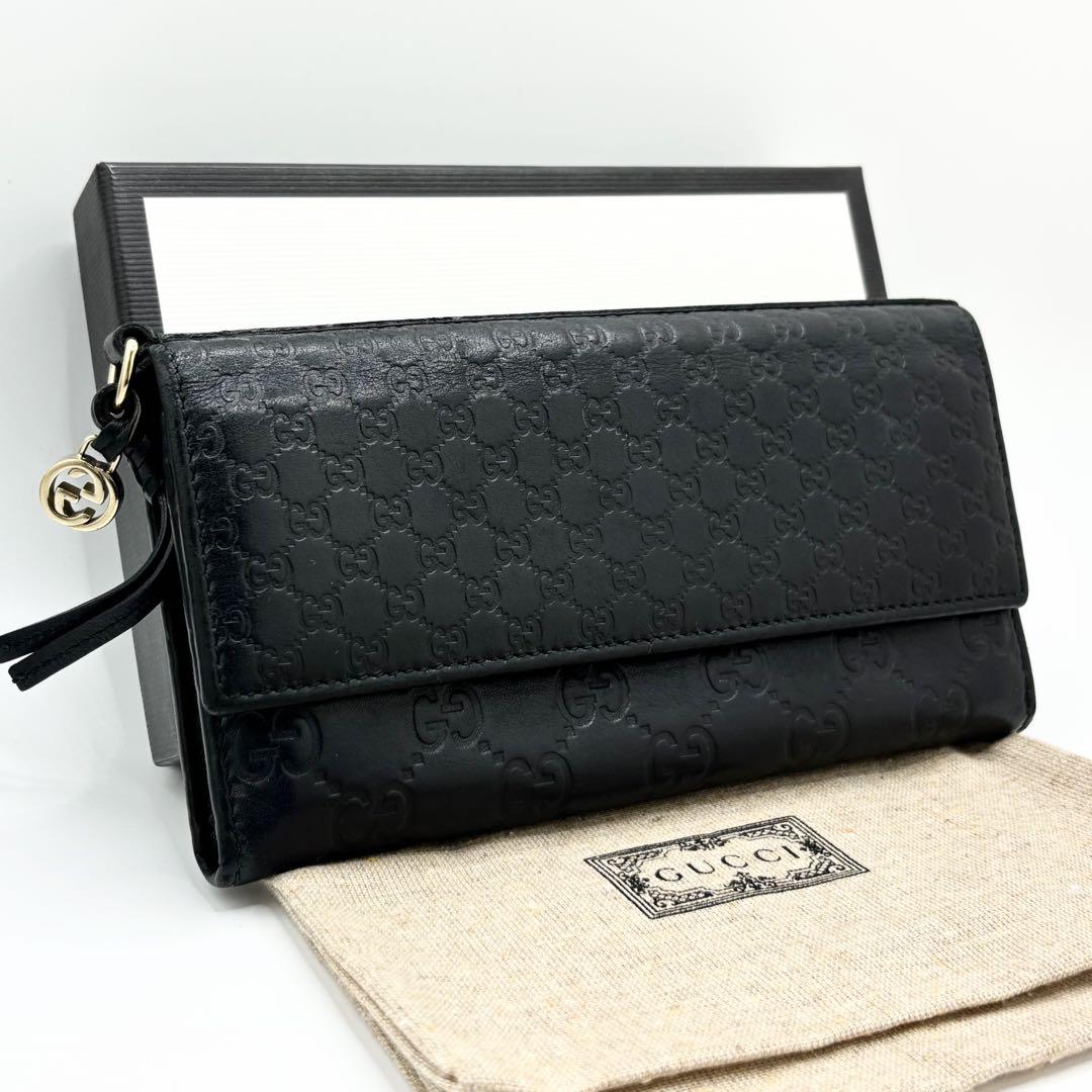 【極美品】GUCCI 長財布 シマ ブラックレザー インターロッキングチャーム GUCCI - ✨極美品✨ GUCCI 長財布 シマ GG インターロッキング