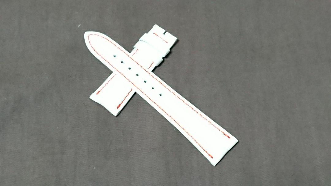 オリジナル時計ストラップ クロコダイル竹符 レッドステッチ20mm