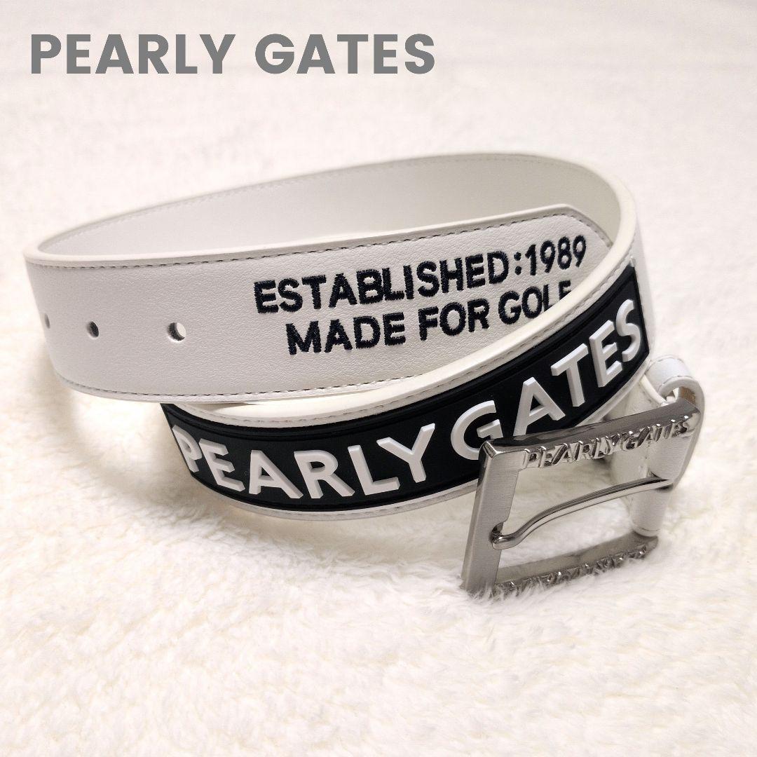 美品♡PEARLY GATES パーリーゲイツ ベルト ホワイト 刺繍