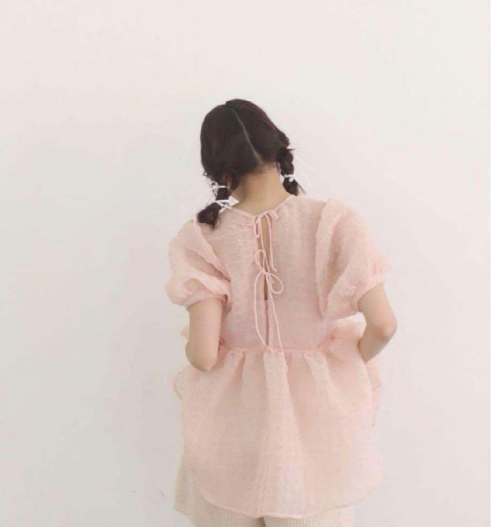 トップス muguet fairy tulle peplum blouse Flounce Sleeve Peplum Blouse Women Long Sleeve Square Neck