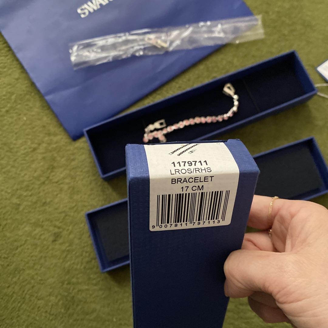 未使用　Swarovski ピンク テニスブレスレット 17cm 調整コマ付き