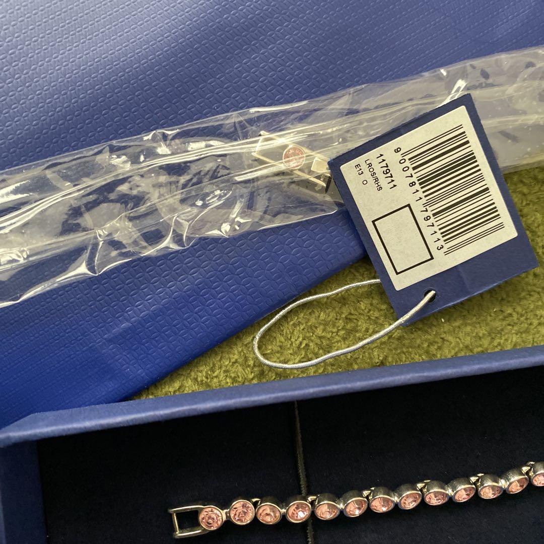 未使用　Swarovski ピンク テニスブレスレット 17cm 調整コマ付き