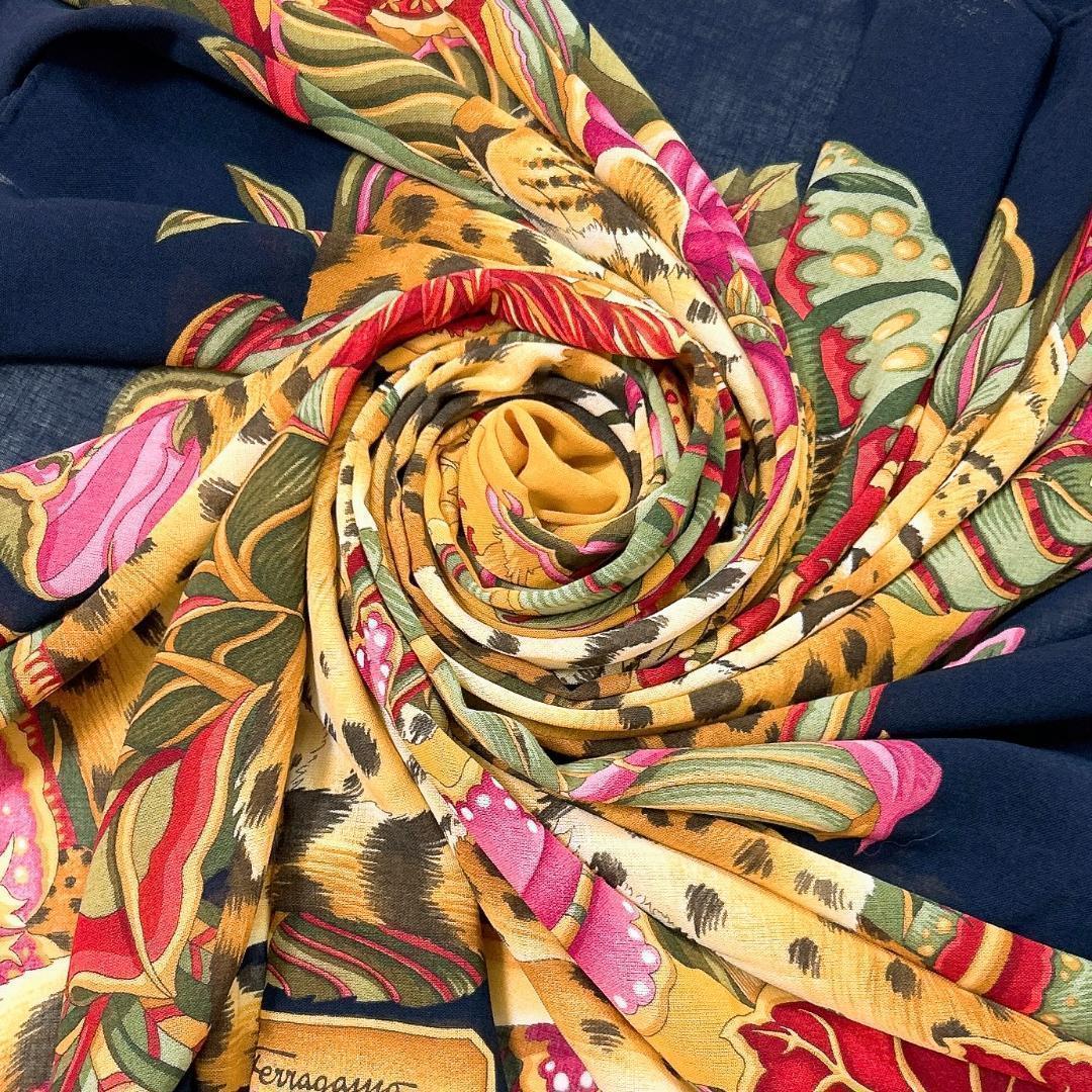 【特別送料無料！】 ☆Salvatore チーター ヒョウ 大判ウールスカーフ Ferragamo 小物