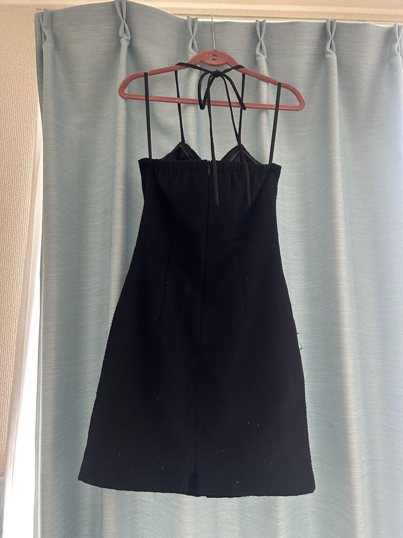 ROBE de FLEURS Glossyブラックミニドレス