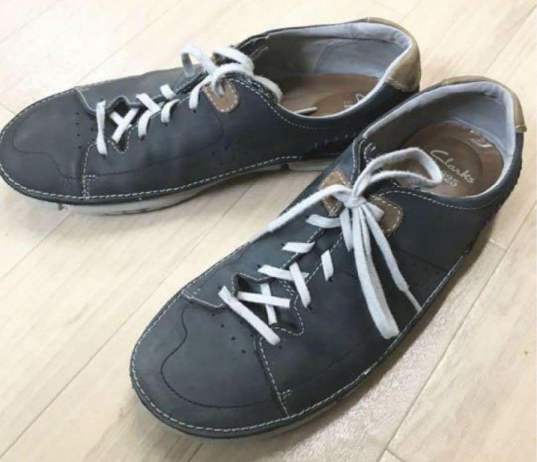 Clarks Trigenic Flex スエード 30cm ネイビー メンズ