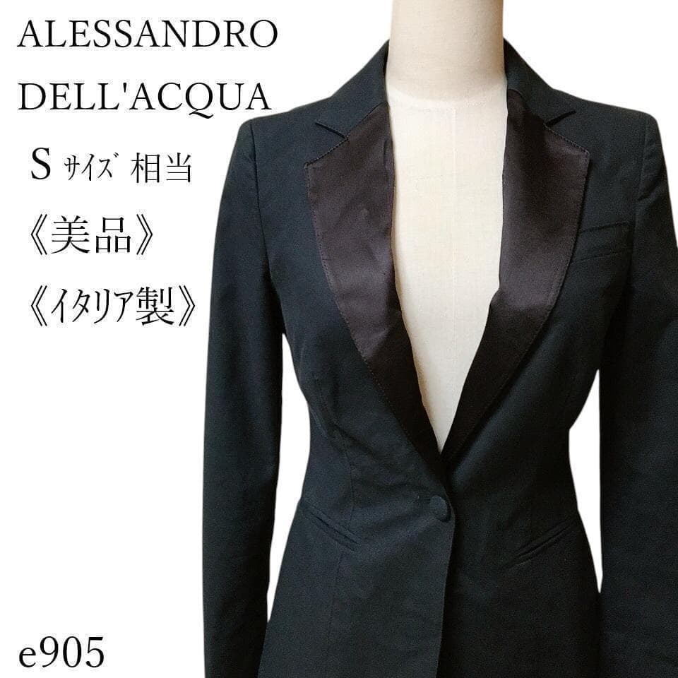 アレッサンドラデラクア バイ テーラードジャケット 紺×黒 サテンS Alessandro dell Acqua