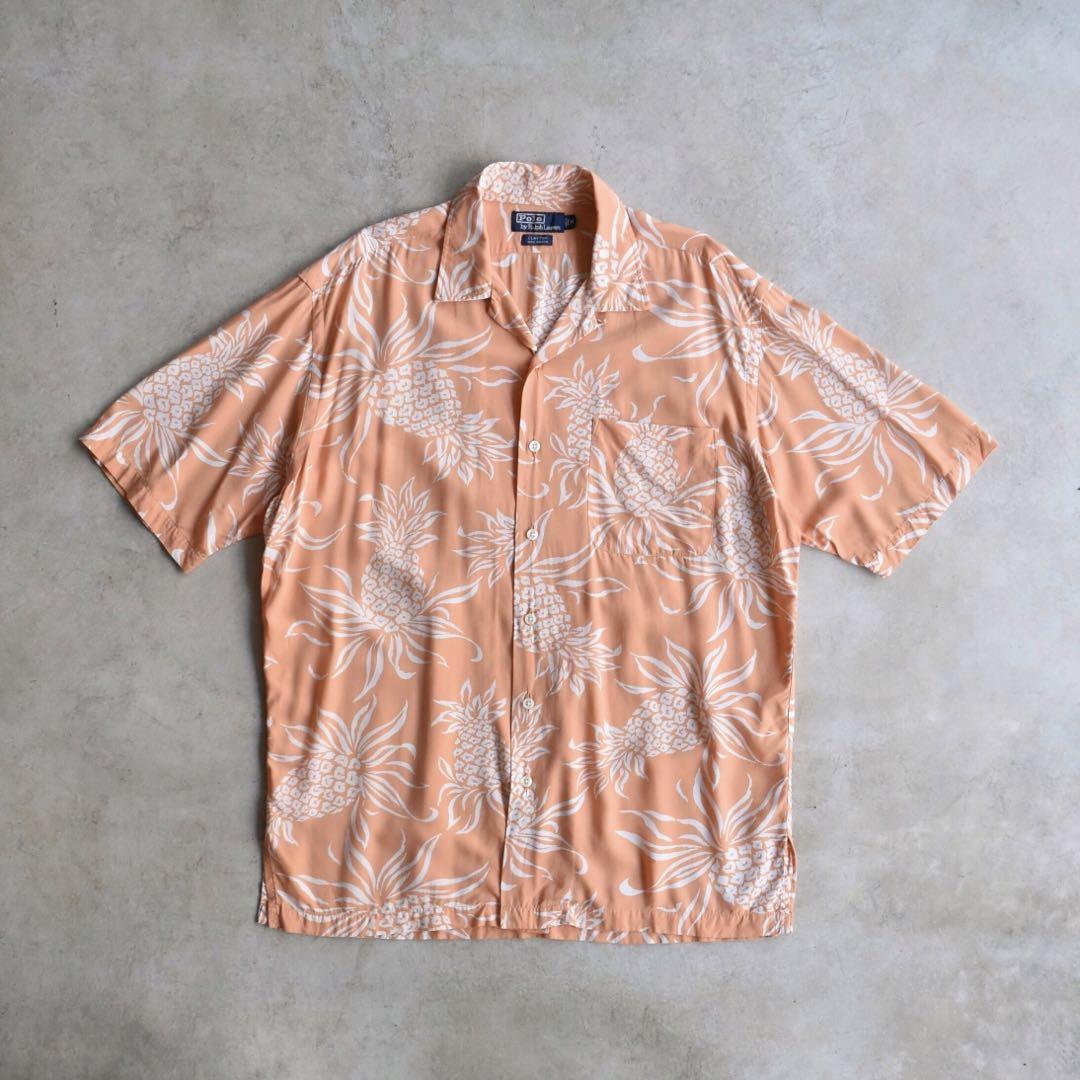 90s ラルフローレン CLAYTON アロハ半袖シャツ レーヨン パイナップル