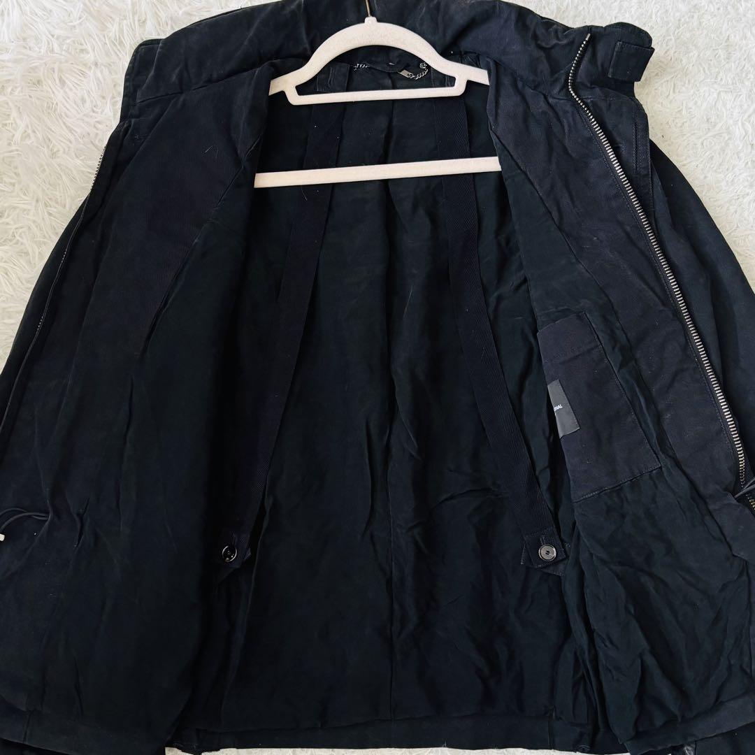 美品✨コスチュームナチュラル　ラムレザー切替ミリタリージャケット46黒　仔羊革 美品✨コスチュームナチュラル ラムレザー切替ミリタリー