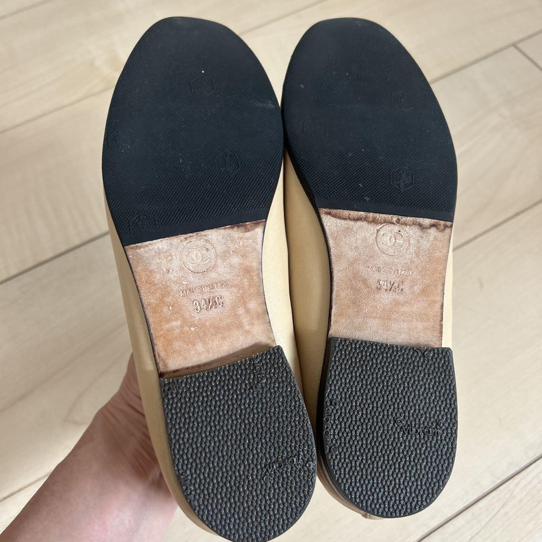 CHANEL バレエフラットシューズ ベージュ/ブラック 34,5