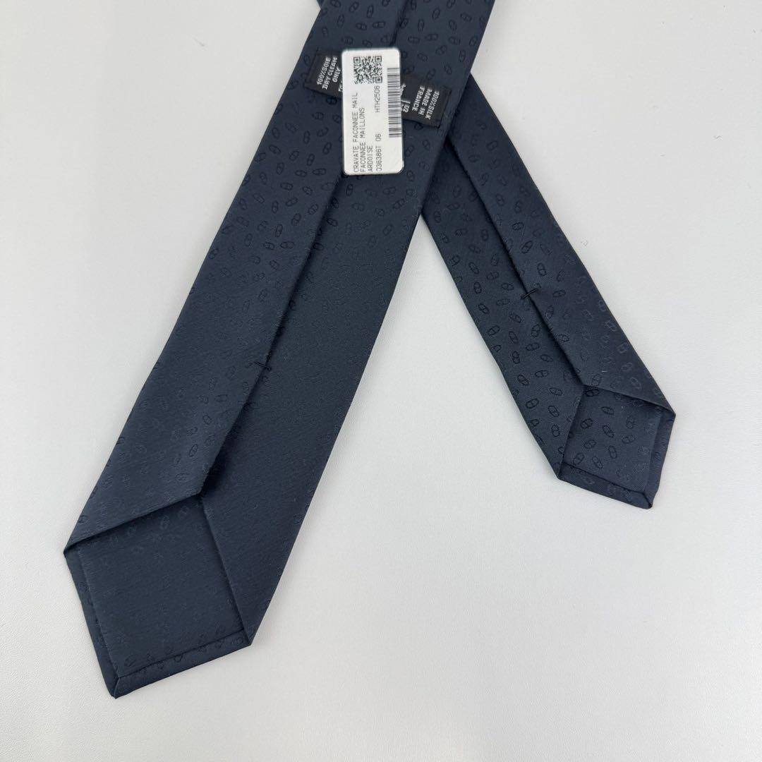 新品　HERMES エルメス　ネクタイ　ダークグレー　シルク　ファソネ　マイヨン