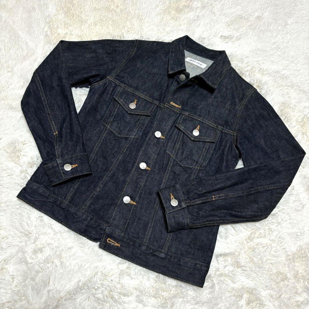 美品 BELPER ベルパー デニムジャケット インディゴ Gジャン ペイント