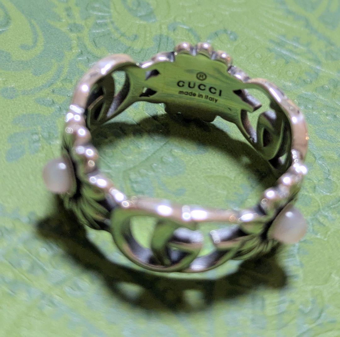 新品未使用　GUCCI　シルバーリング　フラワー　18号　ピンク　グッチ