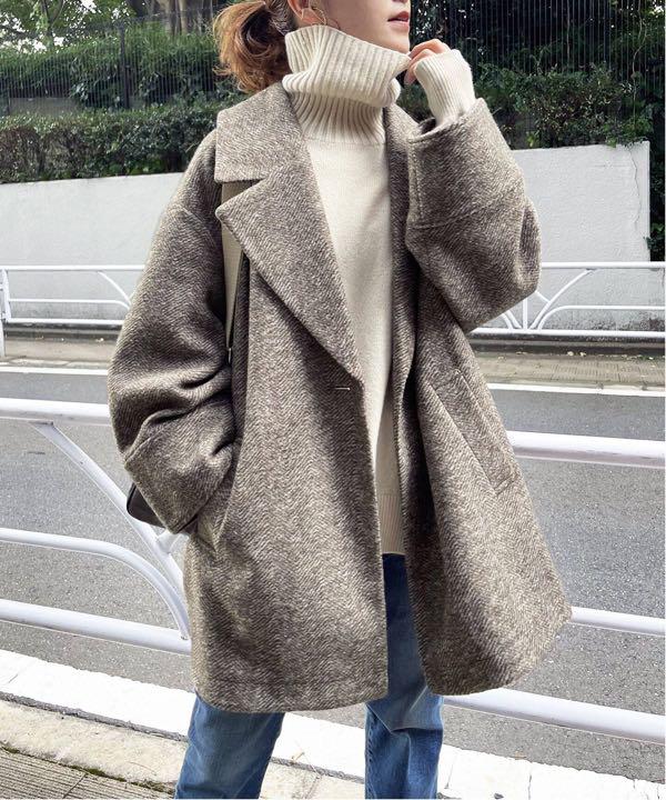 タイムセール!】 spick&span Wスライバーヘリンボーンミドルコート
