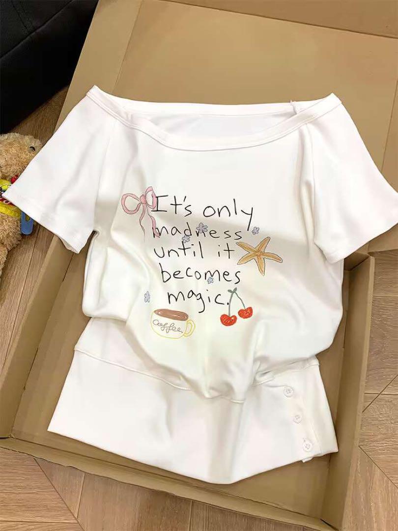 オフショルダー ホワイト Tシャツ