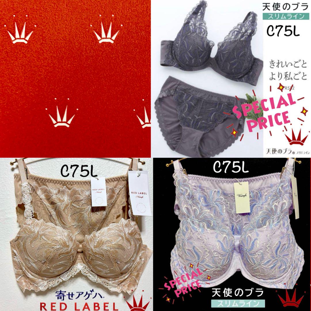 C75L 天使のブラ スリムライン582 ブラ＆ショーツ チャコールグレー
