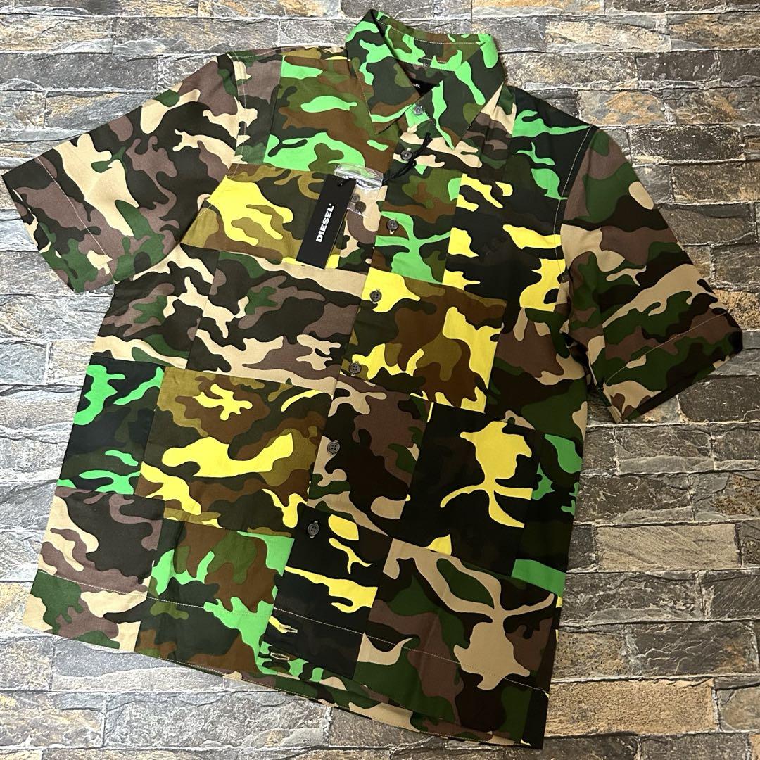 【新品】DIESEL ディーゼル／カモフラージュ柄 ミリタリー 半袖シャツ