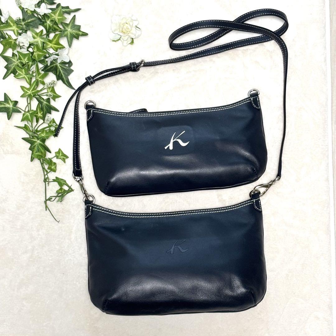 キタムラ　2つセット 4WAY ショルダーバッグ ネイビー　紺　Kロゴ　レザー キタムラ 2つセット 4WAY ショルダーバッグ ネイビー 紺 Kロゴ