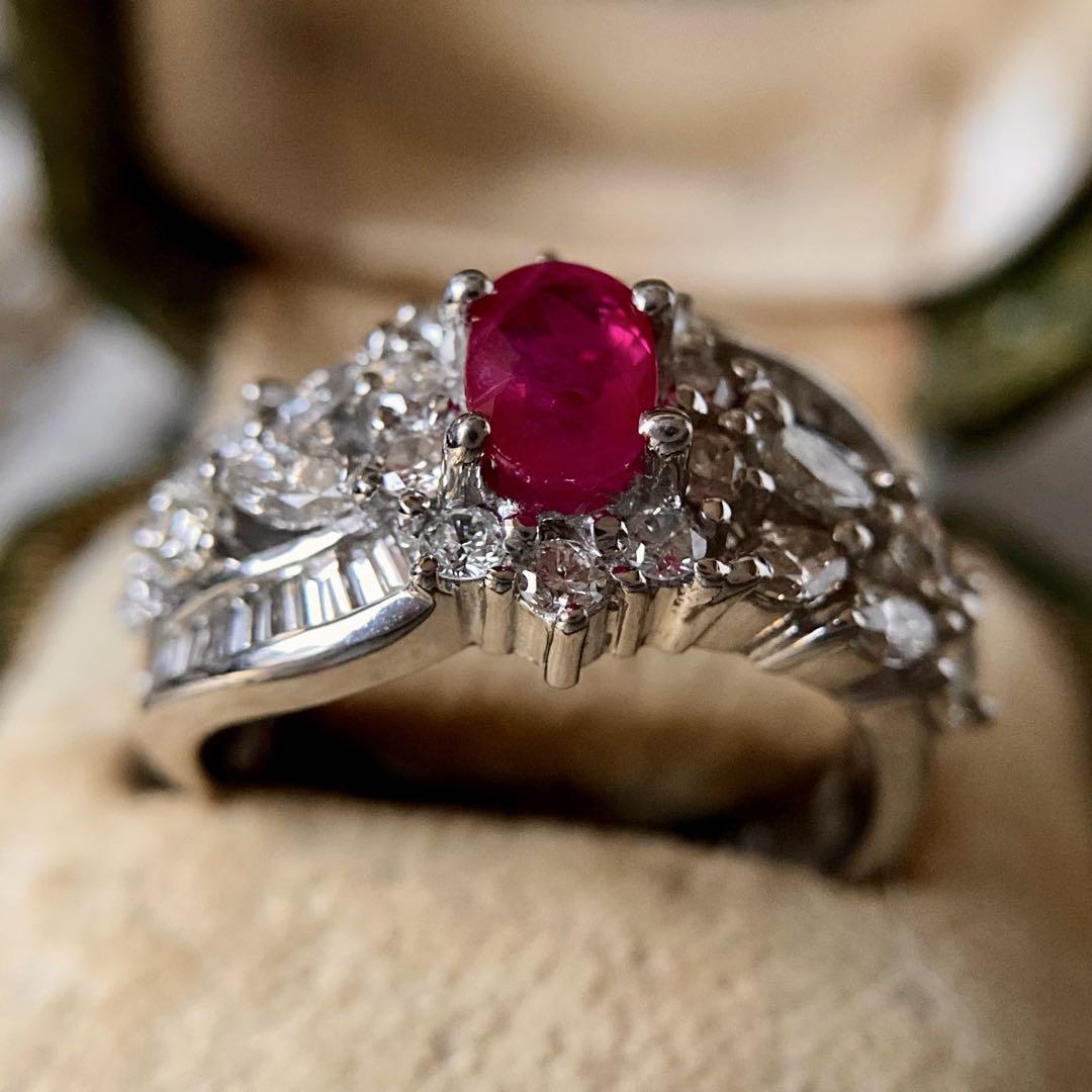 pt900 ビルマ産ピジョンブラッドルビー0.67ct D1.22ct