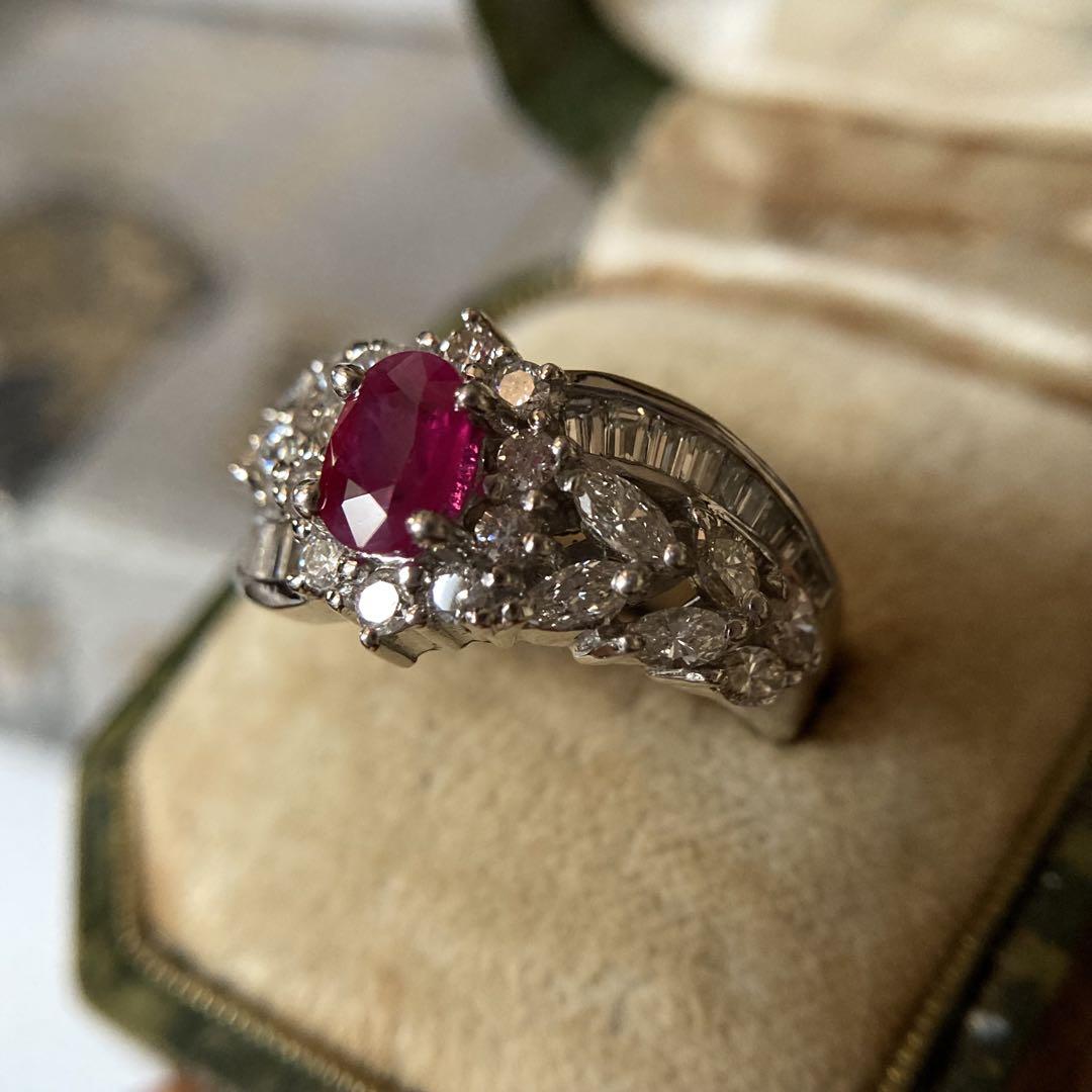 pt900 ビルマ産ピジョンブラッドルビー0.67ct D1.22ct