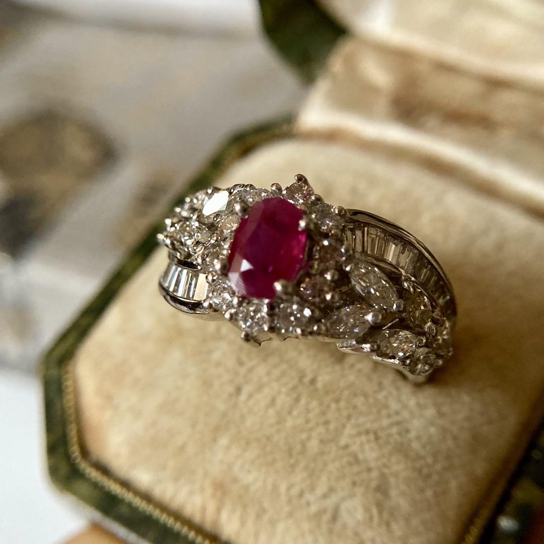 pt900 ビルマ産ピジョンブラッドルビー0.67ct D1.22ct