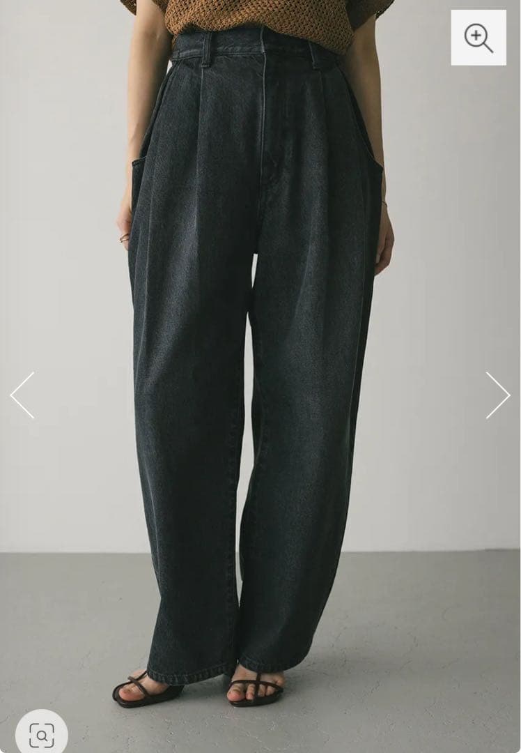 STYLEMIXER タックワイドルーズデニム ブラック Mサイズ