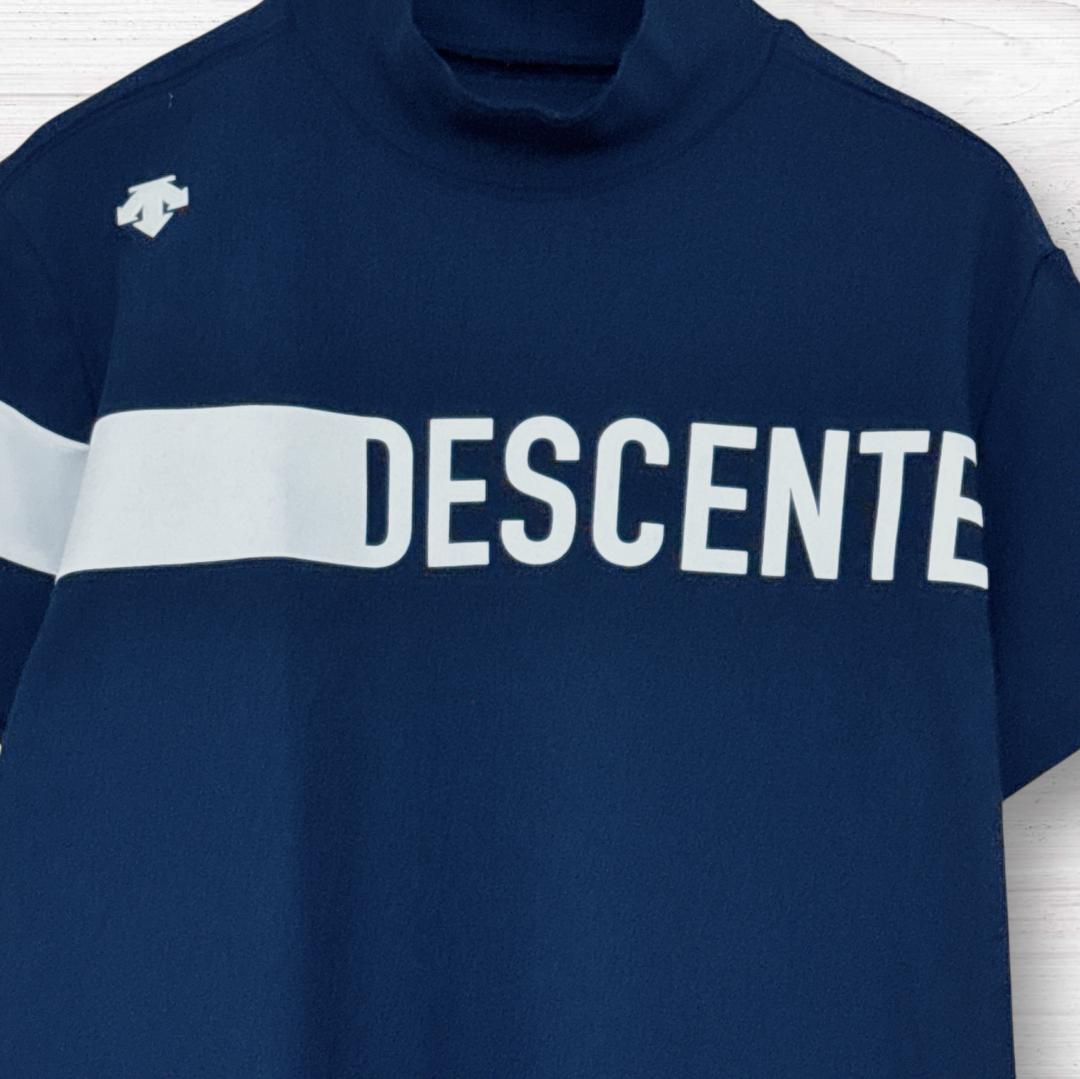 DESCENTE デサント 美品 モックネックシャツ ネイビー スタンドカラー