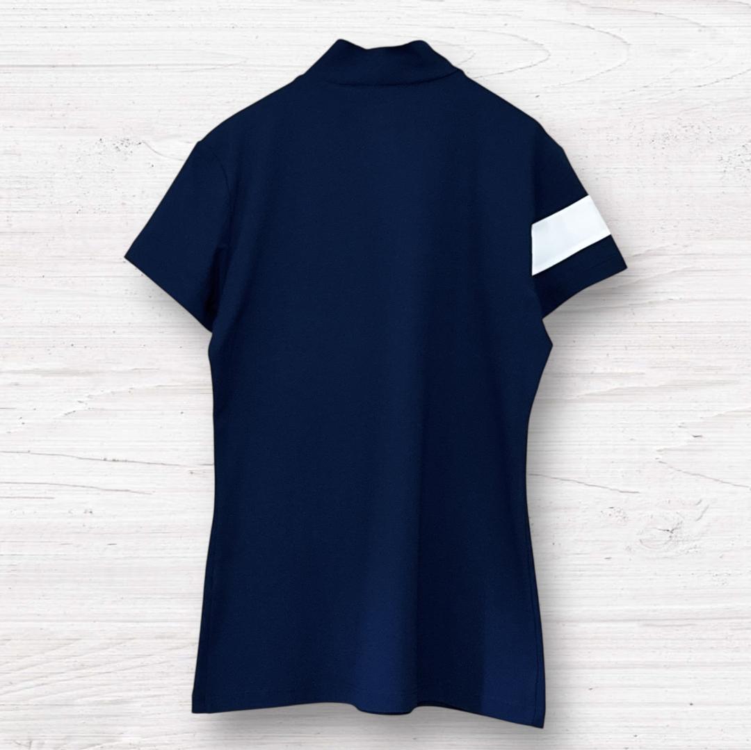 DESCENTE デサント 美品 モックネックシャツ ネイビー スタンドカラー