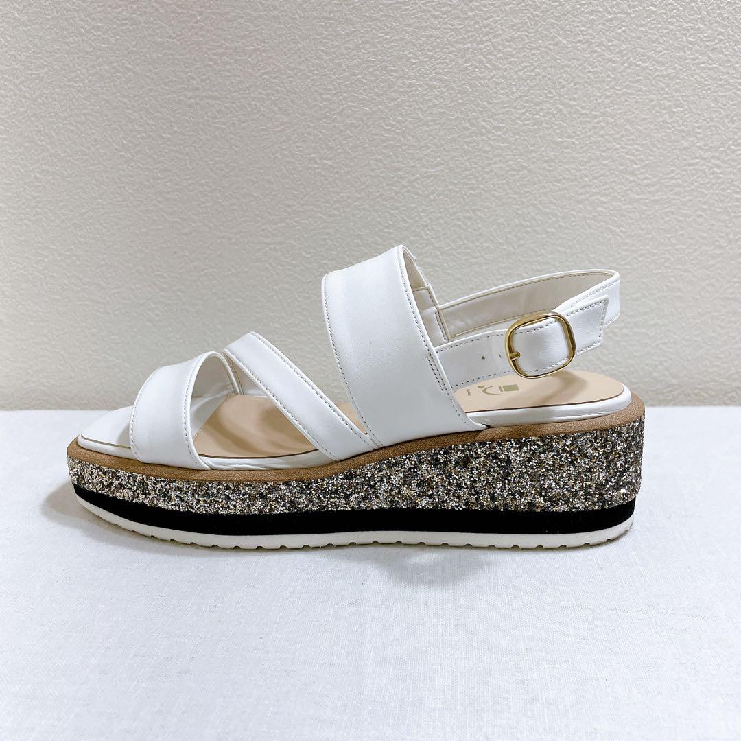 希少 DIANA ダイアナ 厚底グリッター ストラップサンダル 23cm