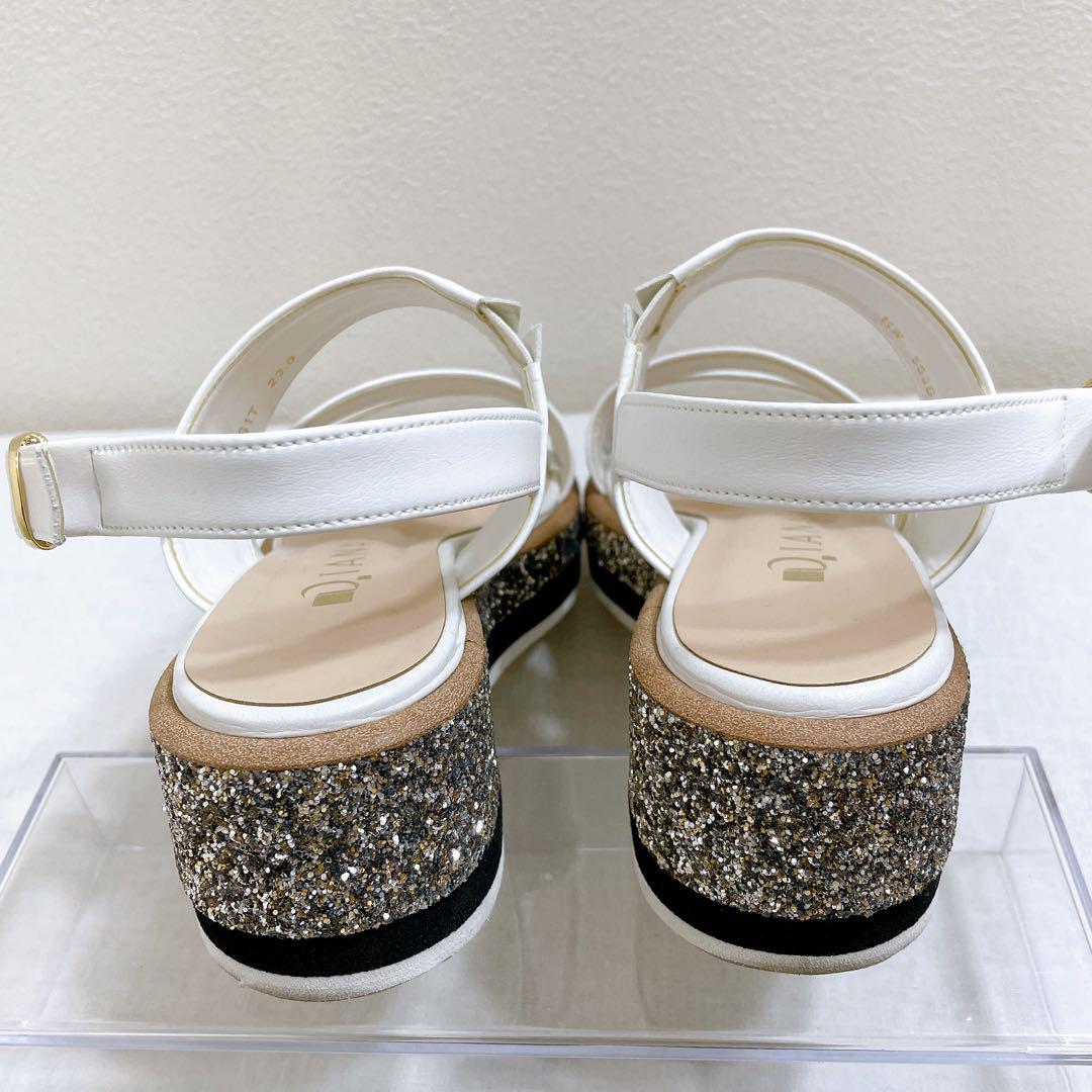 希少 DIANA ダイアナ 厚底グリッター ストラップサンダル 23cm