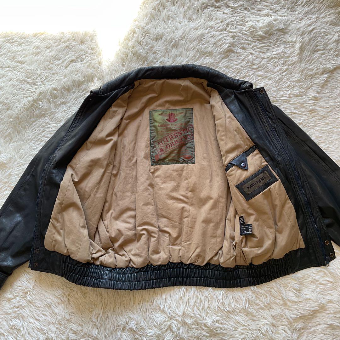 90's✨レザージャケット　本革　ブルゾン　オーバーサイズ  菅田将暉　L 黒