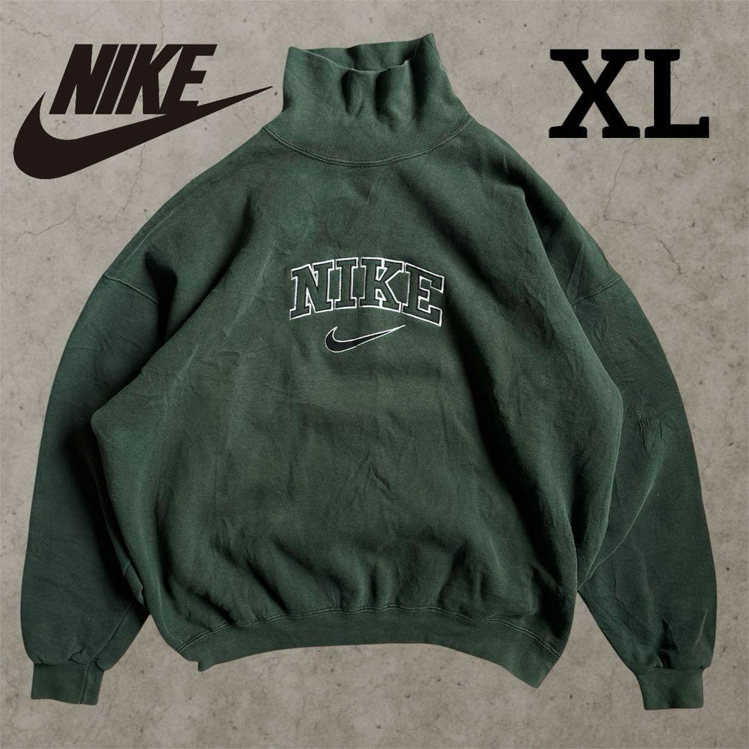 【US製】NIKE ナイキ アーチロゴ 刺繍 スウェット 銀タグ グリーン