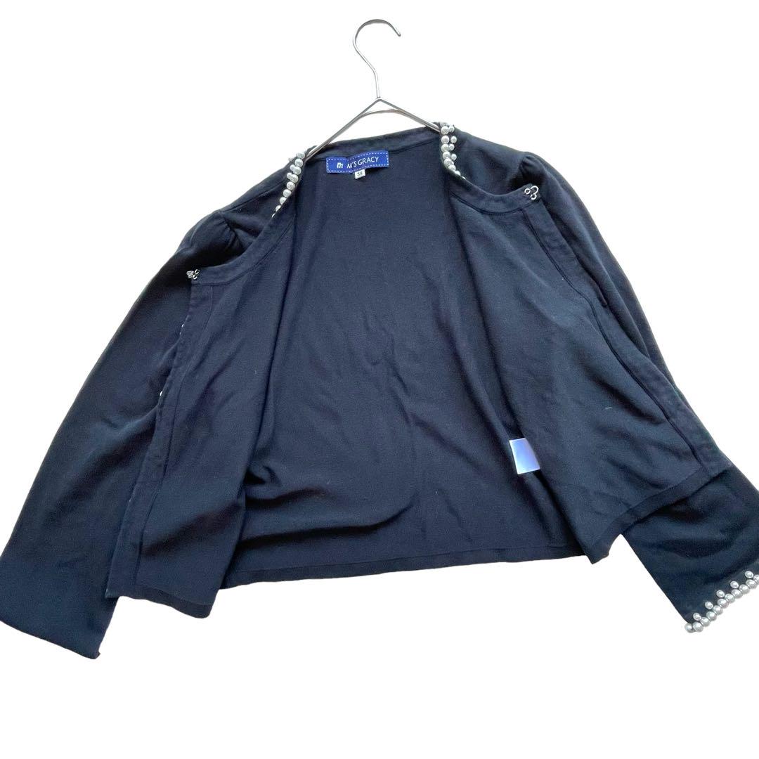 M'S GRACY エムズグレイシー　カーディガン　パール　ビジュー　グレー M'S GRACY エムズグレイシー カーディガン パール ビジュー
