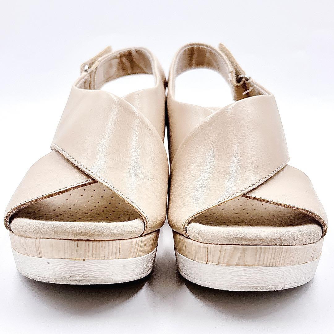 Clarks クラークス サンダル レザー ウェッジソール ピンク